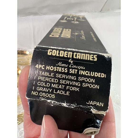 Vtg MCM GOLDEN CANNES HOME CONCEPTS 4-PIECE GOLD-ELECTROPLATE HOSTESS SET Japan‎ - Picture 2 of 9